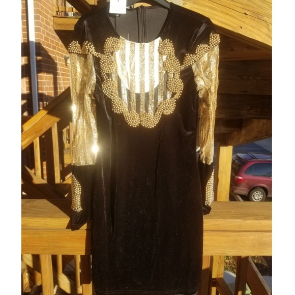 LAST ONE!NWT Velvet Long Sleeve Bodycon Mini Dress - Picture 7 of 8